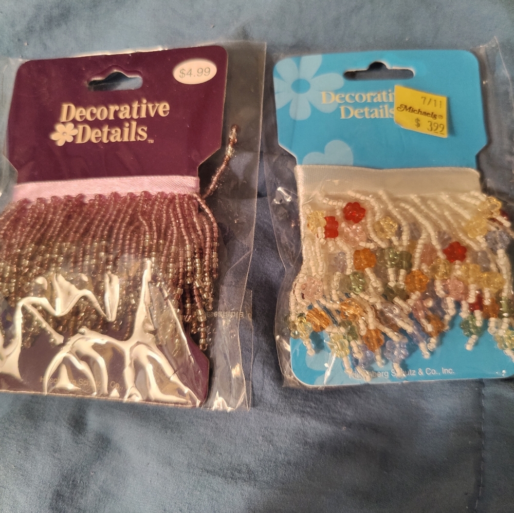 New, Two Sets Beaded Fringe